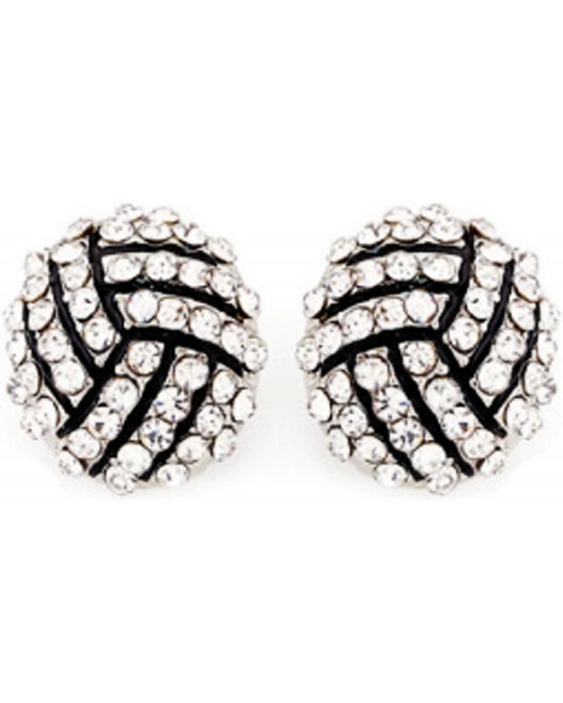 Unique Rhinestone Stud Earrings Cute Basketball Volleyball Baseball Soccer Football Rugby Shiny Crystal Sport Earrings for Wo...