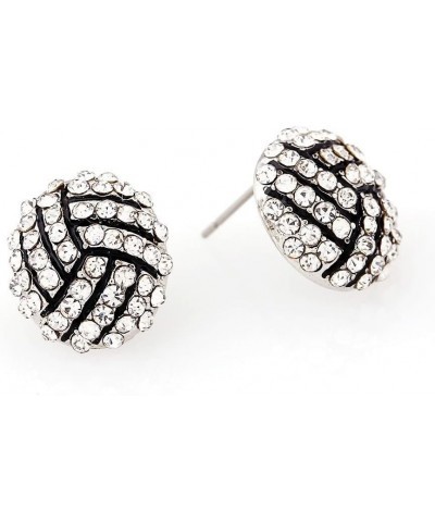 Unique Rhinestone Stud Earrings Cute Basketball Volleyball Baseball Soccer Football Rugby Shiny Crystal Sport Earrings for Wo...