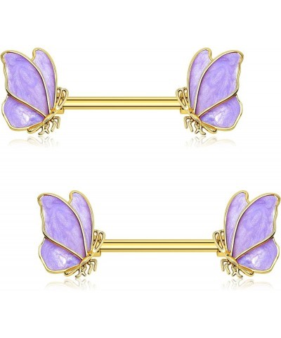 Butterfly Nipple Rings Gold Nipple Rings for Women 14g Nipple Piercing Jewelry Surgical Steel Nipple Piercing Nipple Barbell ...