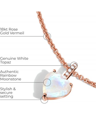 Authentic Moonstone & Opal Necklace/Real 925 Sterling Silver - 18k Rose Gold Opal & Rainbow Moonstone Necklaces for Women/Gen...