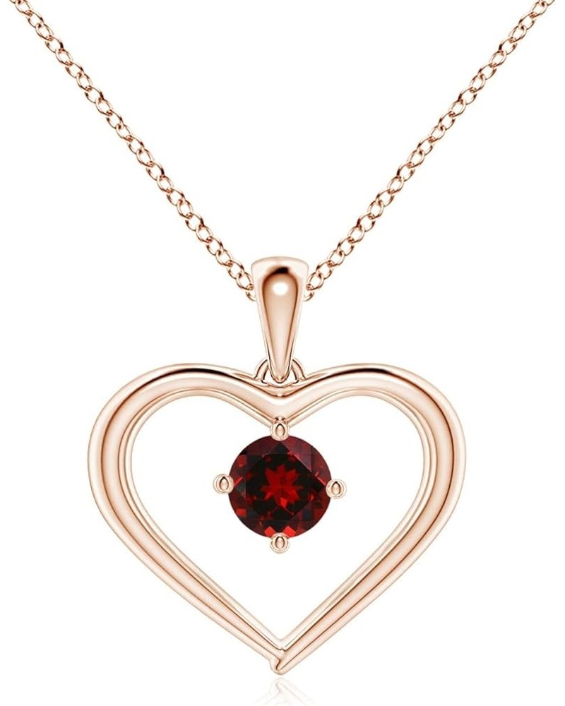 Natural Garnet Heart Pendant Necklace for Women, Girls in 14K Solid Gold/Platinum/Sterling Silver | January Birthstone | Jewe...