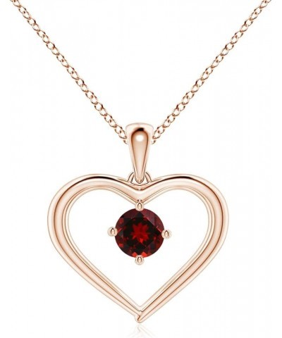 Natural Garnet Heart Pendant Necklace for Women, Girls in 14K Solid Gold/Platinum/Sterling Silver | January Birthstone | Jewe...