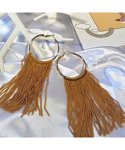 Hoop Statement Tassels Dangle Drop Earrings for Women light grey+amber gold $11.01 Earrings