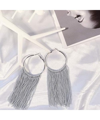 Hoop Statement Tassels Dangle Drop Earrings for Women light grey+amber gold $11.01 Earrings