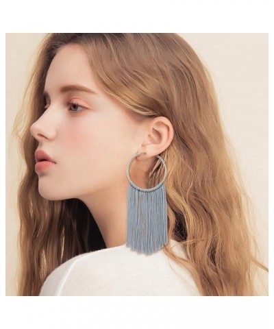 Hoop Statement Tassels Dangle Drop Earrings for Women light grey+amber gold $11.01 Earrings