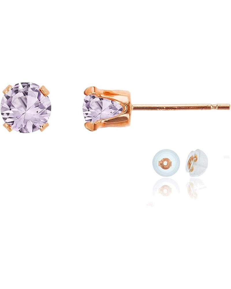 Solid 10K Gold Yellow, White or Rose Gold 5mm Round Genuine Gemstone Birthstone Stud Earrings Rose De France Rose Gold $45.15...