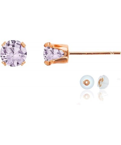 Solid 10K Gold Yellow, White or Rose Gold 5mm Round Genuine Gemstone Birthstone Stud Earrings Rose De France Rose Gold $45.15...