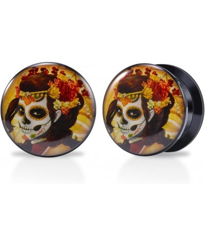 1 Pair Acrylic Solid Screw On Ear Plugs Tunnels Santa Muerte Death Goodness Resin Allergy Free Stretcher For Women Men Body P...