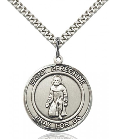 Sterling Silver Round Patron Saint Medal Pendant, 1 Inch Saint Peregrine $54.55 Pendants