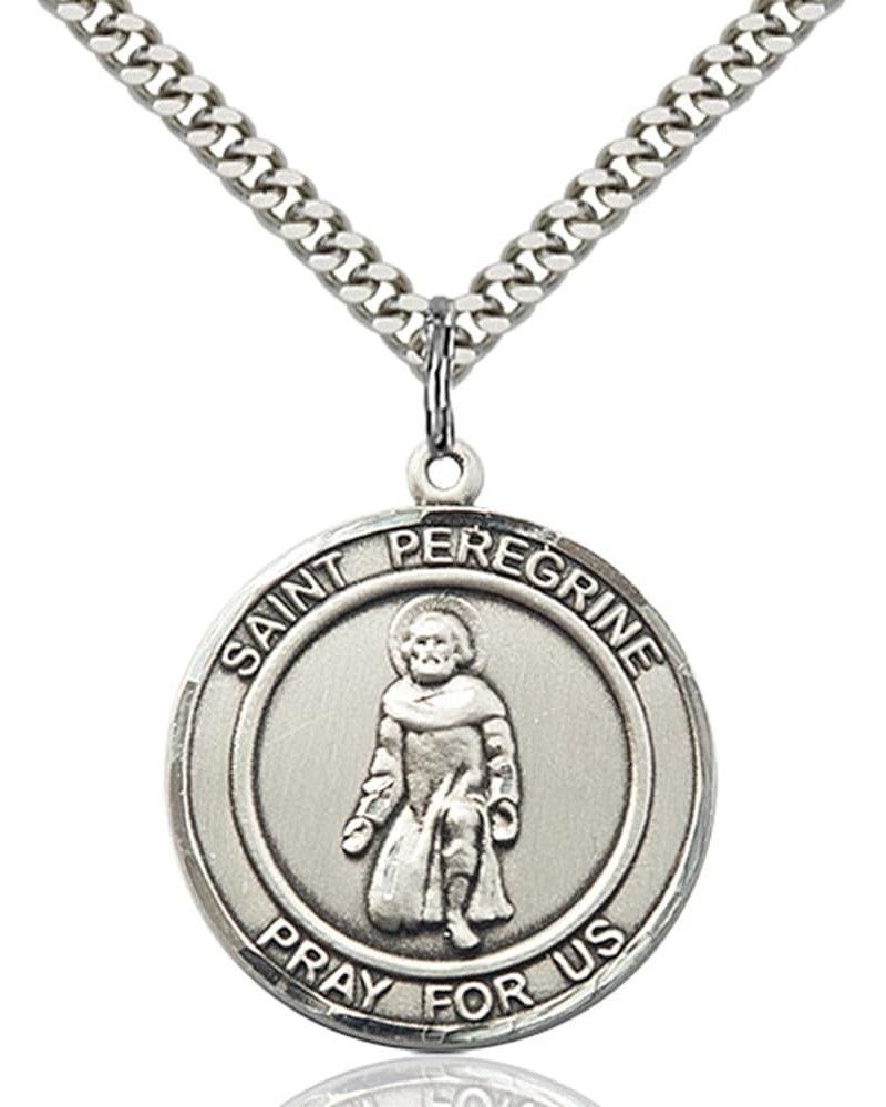 Sterling Silver Round Patron Saint Medal Pendant, 1 Inch Saint Peregrine $54.55 Pendants