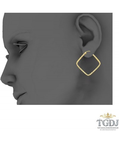 14K Yellow Gold 1.5mm Square Tube Diamond Cut Square Hoop Earrings 25/20/15mm Diameter - 20mm $83.60 Earrings