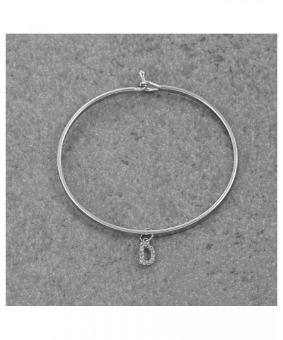 Dangling Crystal Initial Charm Cuff Bracelet D Silver $9.85 Bracelets