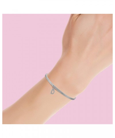 Dangling Crystal Initial Charm Cuff Bracelet D Silver $9.85 Bracelets