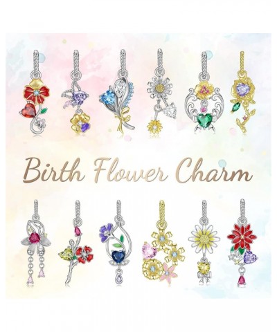 925 Sterling Silver Birthstone Flower Charms for European Snake Charm Bracelet for Women Mother Daughter Sister Birthday Hall...