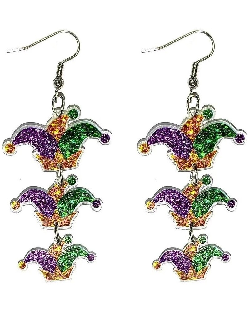 Mardi Gras Acrylic Dangle Earrings Carnival Sparkle Colorful Hat Mask Lobster Earrings For Women Girls Holiday Jewelry Gifts ...