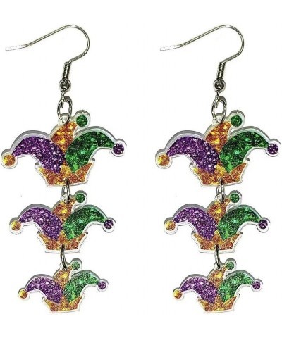 Mardi Gras Acrylic Dangle Earrings Carnival Sparkle Colorful Hat Mask Lobster Earrings For Women Girls Holiday Jewelry Gifts ...