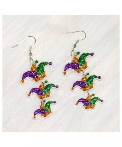 Mardi Gras Acrylic Dangle Earrings Carnival Sparkle Colorful Hat Mask Lobster Earrings For Women Girls Holiday Jewelry Gifts ...