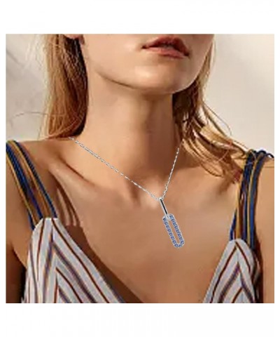 Color Austrian Crystal Pendant Necklaces for Women Fashion Dainty White Gold Plated Rectangle Birthstone Necklace for Women G...