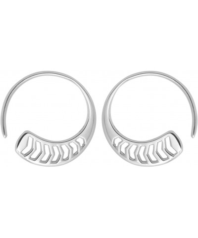 Jewelry Sterling Silver Polished Chevron Pull Through Fashion Hoop Earrings $11.60 Earrings