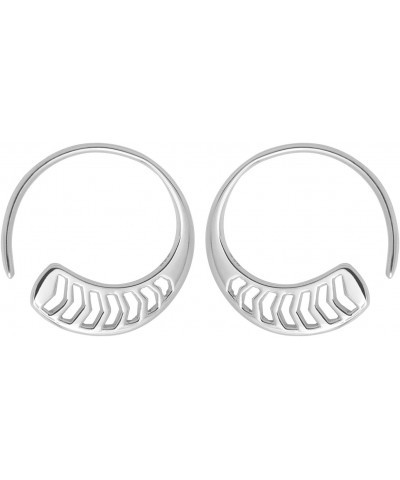 Jewelry Sterling Silver Polished Chevron Pull Through Fashion Hoop Earrings $11.60 Earrings