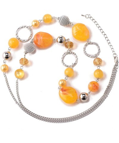 Long Beaded Necklaces For Women - Sweater Chain Fashion Jewelry Necklace Gifts For Women 23-Yellow $10.08 Necklaces