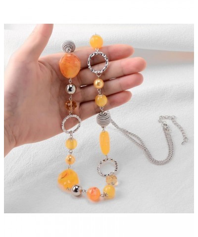 Long Beaded Necklaces For Women - Sweater Chain Fashion Jewelry Necklace Gifts For Women 23-Yellow $10.08 Necklaces