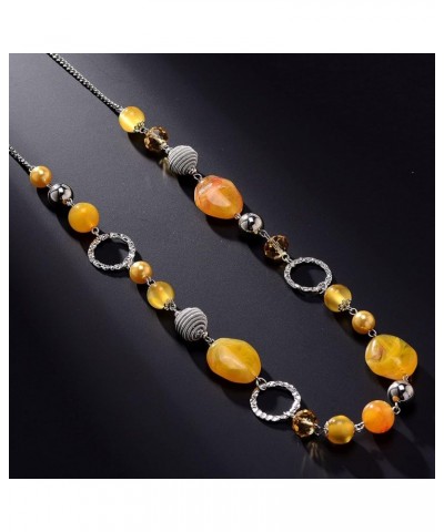 Long Beaded Necklaces For Women - Sweater Chain Fashion Jewelry Necklace Gifts For Women 23-Yellow $10.08 Necklaces