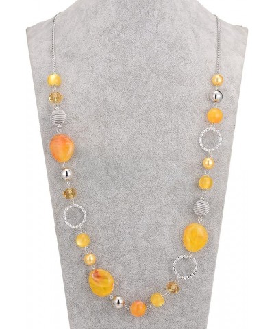 Long Beaded Necklaces For Women - Sweater Chain Fashion Jewelry Necklace Gifts For Women 23-Yellow $10.08 Necklaces