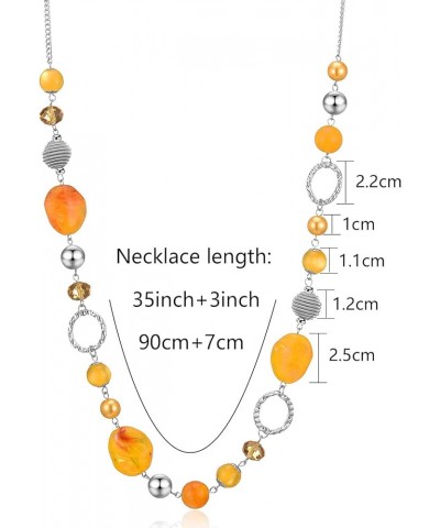 Long Beaded Necklaces For Women - Sweater Chain Fashion Jewelry Necklace Gifts For Women 23-Yellow $10.08 Necklaces