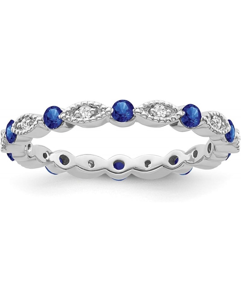 10K Gold or Silver Diamond and Blue Sapphire Eternity Band Ring (1/10 cttw, I-J Color, I2-I3 Clarity) white-gold $49.95 Brace...