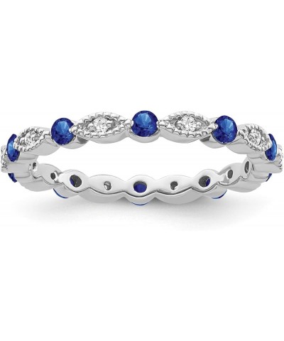 10K Gold or Silver Diamond and Blue Sapphire Eternity Band Ring (1/10 cttw, I-J Color, I2-I3 Clarity) white-gold $49.95 Brace...