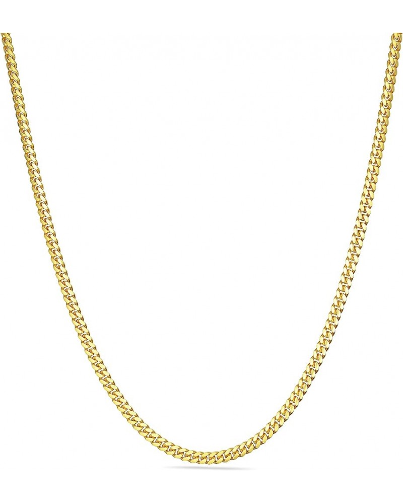 18K Gold Over Solid 925 Sterling Silver 2MM, 2.5MM, 3.5MM, 4MM Miami Cuban Chain Necklace- 16"-30 22 2.5MM $41.61 Others