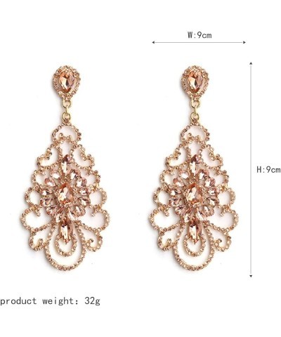 Wedding Teardrop Dangle Earrings Crystal Rhinestone Beaded Chandelier Earrings for Brides Gold D-rose gold-3 $11.01 Earrings