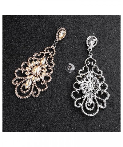 Wedding Teardrop Dangle Earrings Crystal Rhinestone Beaded Chandelier Earrings for Brides Gold D-rose gold-3 $11.01 Earrings