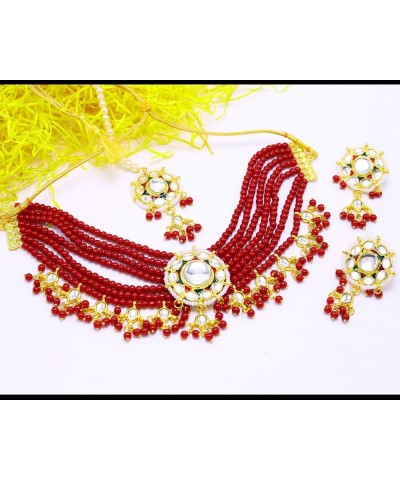 Indian Bollywood Fashion Faux Stone Wedding Necklace Big Earrings Indian Fashion Jewelry Set for Women & Girls Maroon $16.34 ...