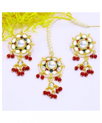 Indian Bollywood Fashion Faux Stone Wedding Necklace Big Earrings Indian Fashion Jewelry Set for Women & Girls Maroon $16.34 ...