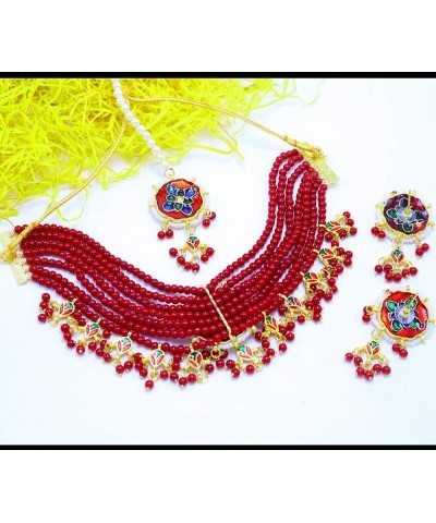 Indian Bollywood Fashion Faux Stone Wedding Necklace Big Earrings Indian Fashion Jewelry Set for Women & Girls Maroon $16.34 ...