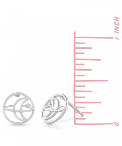 Jewelry Sterling Silver Orbit Moon & Star Celestial Stud Earrings $11.04 Earrings