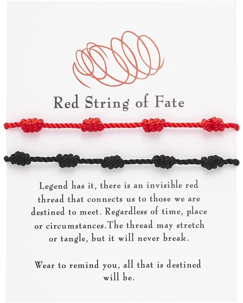 2Pcs Handmade 7 Knots Red String of Fate Protection Good Luck Bracelet Set Adjustable Kabbalah Braide Rope Long Distance Rela...