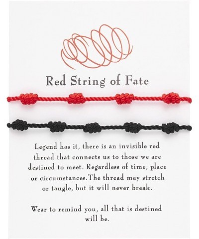 2Pcs Handmade 7 Knots Red String of Fate Protection Good Luck Bracelet Set Adjustable Kabbalah Braide Rope Long Distance Rela...