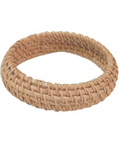 Dainty Rattan Geometric Bracelets Handmade Woven Lightweight Straw Wicker Braid Ethnic Round Statement Chunky Bangle for Wome...