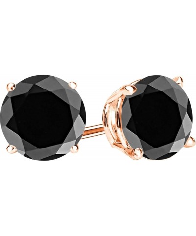 1/2-10 Carat Total Weight Black Diamond Stud Earrings 4 Prong Push Back Rose Gold 3.99 carats $154.60 Earrings