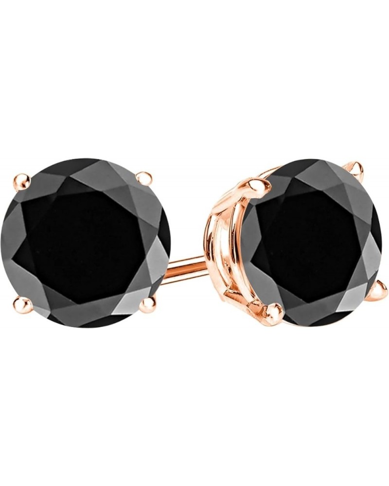 1/2-10 Carat Total Weight Black Diamond Stud Earrings 4 Prong Push Back Rose Gold 3.99 carats $154.60 Earrings