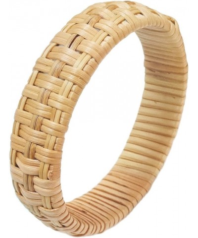 Dainty Rattan Geometric Bracelets Handmade Woven Lightweight Straw Wicker Braid Ethnic Round Statement Chunky Bangle for Wome...