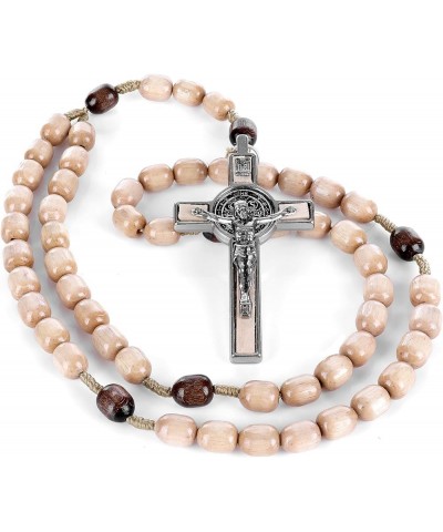 Oversized Earth's Guardians Rosary: St. Francis & St. Rocco - Green Beads | Eco-Protection Wooden Color $11.37 Necklaces