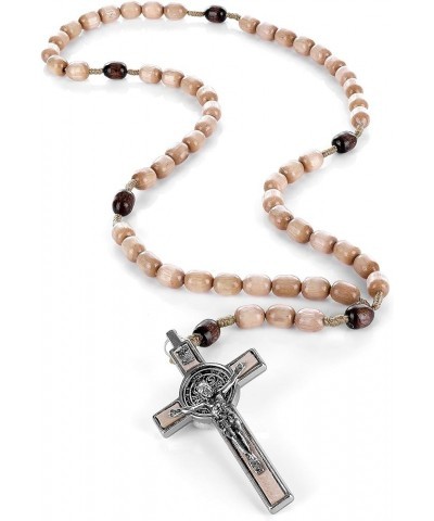 Oversized Earth's Guardians Rosary: St. Francis & St. Rocco - Green Beads | Eco-Protection Wooden Color $11.37 Necklaces