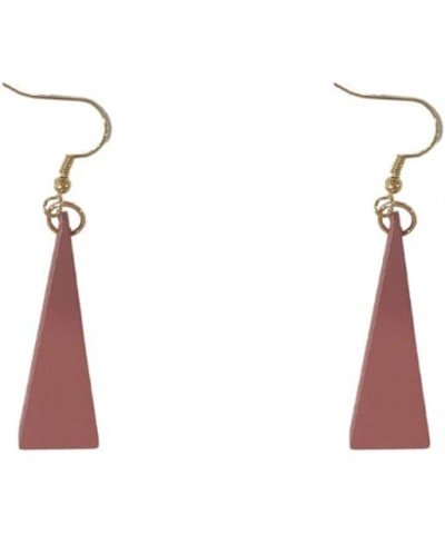 Unique Chic Triangle Shape Wooden Earring Boho Lightweight Geometry Drop Dangle Earrings for Women Girls pink $5.29 Earrings