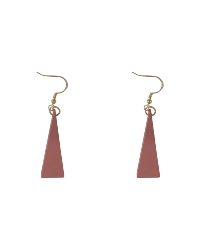 Unique Chic Triangle Shape Wooden Earring Boho Lightweight Geometry Drop Dangle Earrings for Women Girls pink $5.29 Earrings