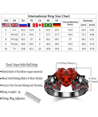 Vintage Gothic Skull Rings Heart Cubic Zirconia Crystal Biker Cocktail Party Rings for Women Halloween Christmas Gifts Red $9...