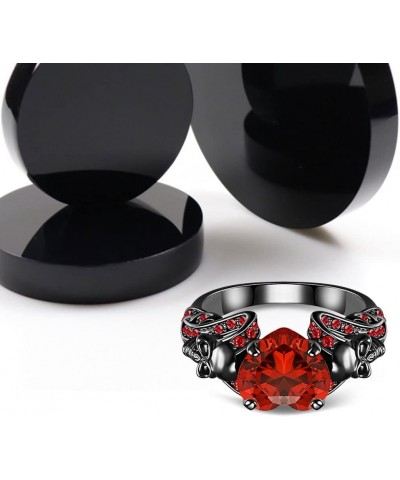 Vintage Gothic Skull Rings Heart Cubic Zirconia Crystal Biker Cocktail Party Rings for Women Halloween Christmas Gifts Red $9...